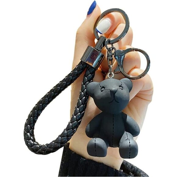✨ Yaihsuy Women Black Bear Resin Keychain Ring Bag Charm Car Backpack Girls Gift - Picture 1 of 6